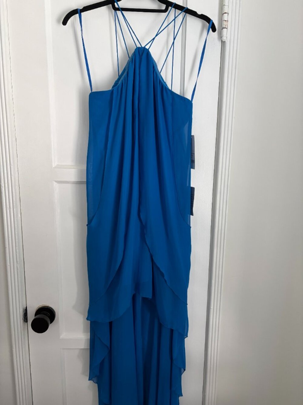 Strappy Halter Neck High-Low Formal Dress